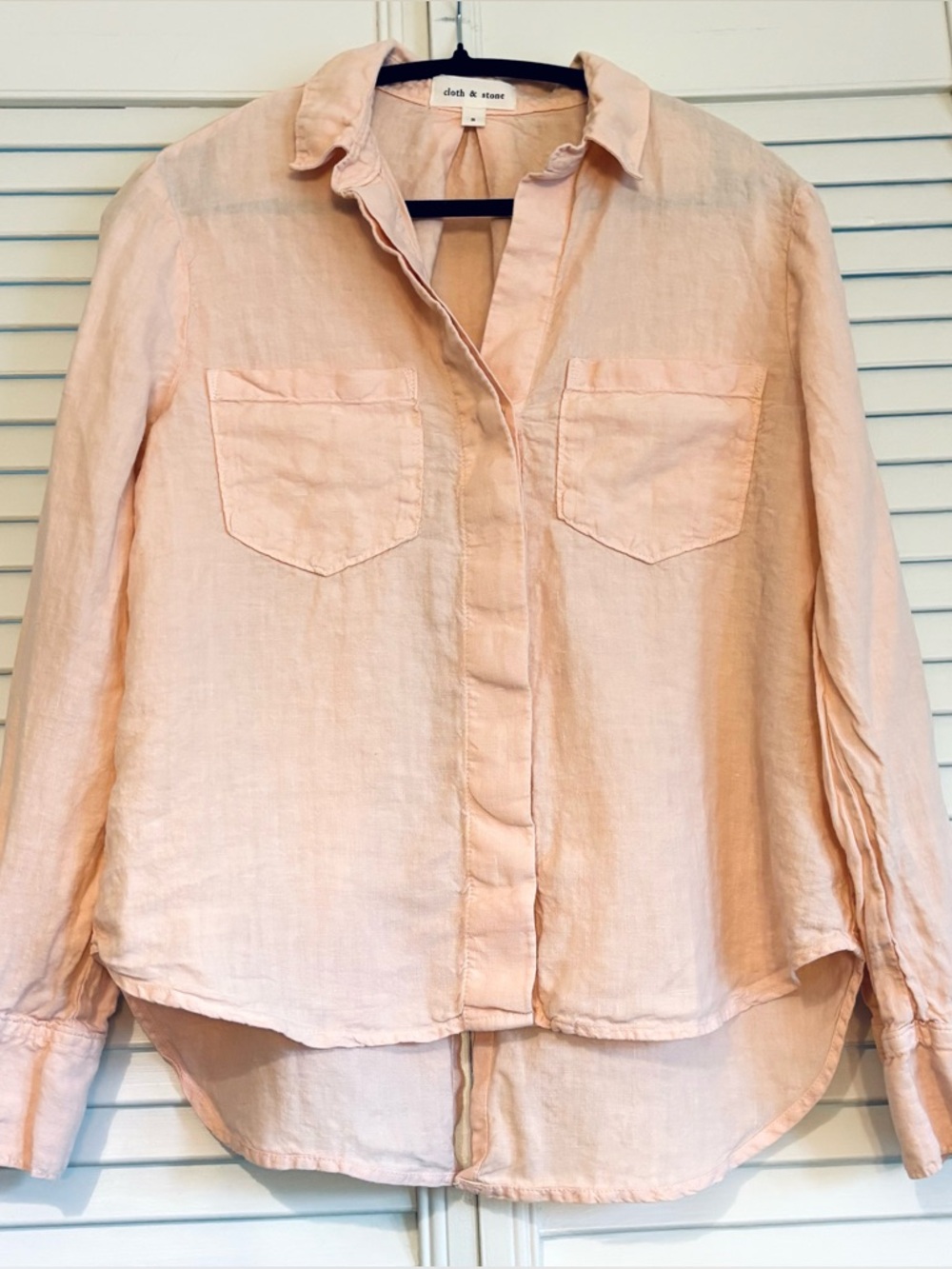 Cloth & Stone 100% Linen Light Pink Button Down Shirt Top Blouse Small